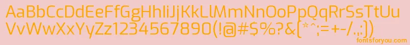 フォントExoRegular – オレンジの文字がピンクの背景にあります。