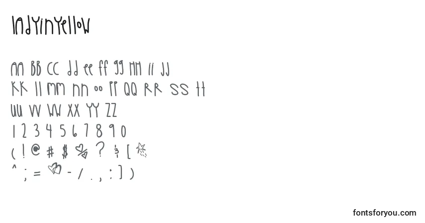 A fonte LadyInYellow – alfabeto, números, caracteres especiais