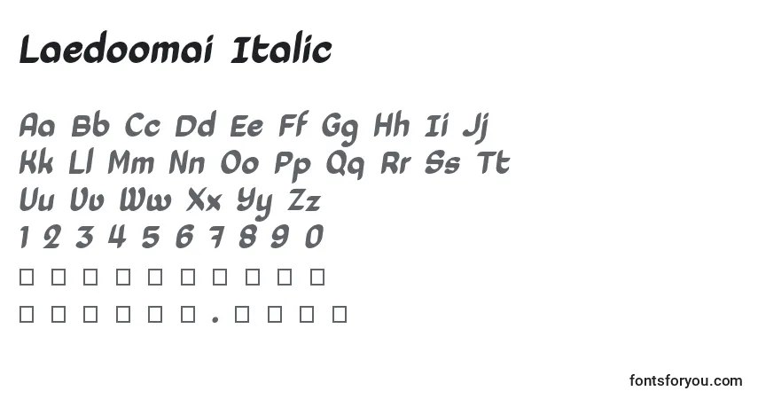Шрифт Laedoomai Italic – алфавит, цифры, специальные символы