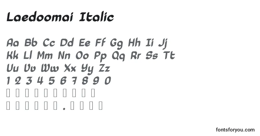 A fonte Laedoomai Italic (132136) – alfabeto, números, caracteres especiais
