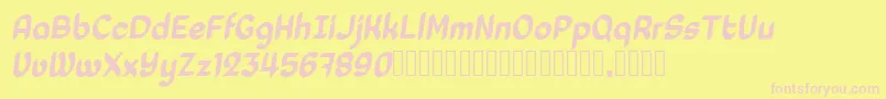 Laedoomai Italic Font – Pink Fonts on Yellow Background