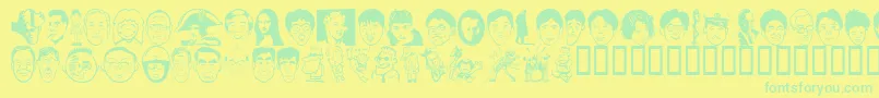 Шрифт Sakabe People02 – зелёные шрифты на жёлтом фоне
