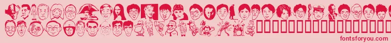 Czcionka Sakabe People02 – czerwone czcionki na różowym tle