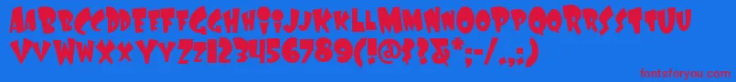 Fonte LAFFRN   – fontes vermelhas em um fundo azul