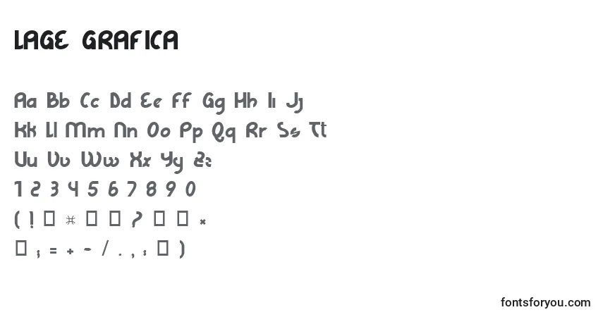 A fonte LAGE GRAFICA   – alfabeto, números, caracteres especiais