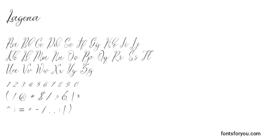 A fonte Lagena (132143) – alfabeto, números, caracteres especiais