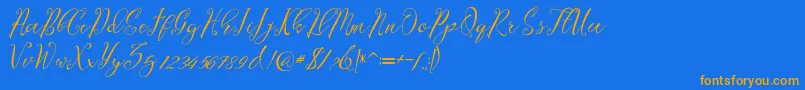 フォントLagena – オレンジ色の文字が青い背景にあります。