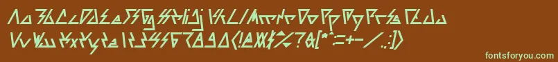 フォントLAGGTASTIC Bold Italic – 緑色の文字が茶色の背景にあります。