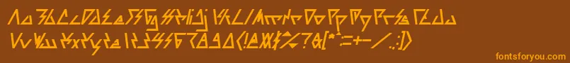 フォントLAGGTASTIC Bold Italic – オレンジ色の文字が茶色の背景にあります。