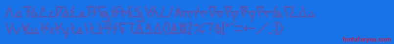 LAGGTASTIC Hollow-Schriftart – Rote Schriften auf blauem Hintergrund