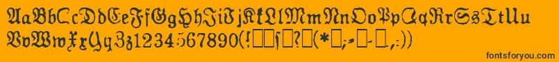 GfGesetz-Schriftart – Schwarze Schriften auf orangefarbenem Hintergrund