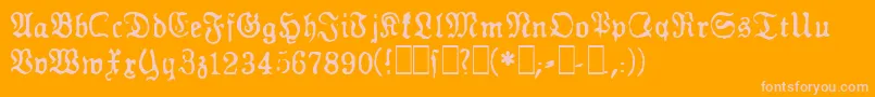 GfGesetz-Schriftart – Rosa Schriften auf orangefarbenem Hintergrund