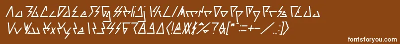 フォントLAGGTASTIC Italic – 茶色の背景に白い文字