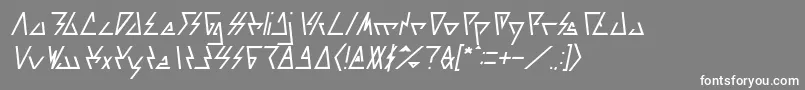 フォントLAGGTASTIC Italic – 灰色の背景に白い文字