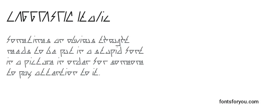 Überblick über die Schriftart LAGGTASTIC Italic