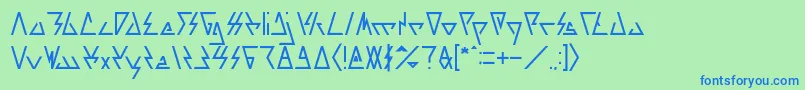 フォントLAGGTASTIC – 青い文字は緑の背景です。