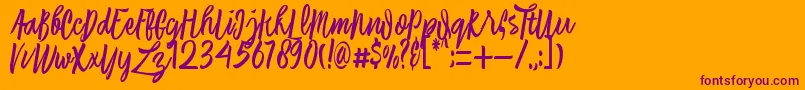 Czcionka Laksana Typeface – fioletowe czcionki na pomarańczowym tle