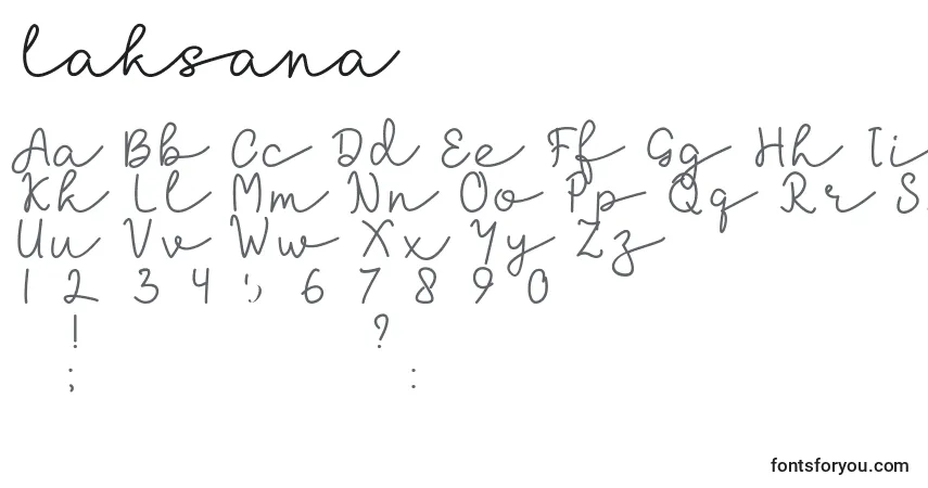 Czcionka Laksana – alfabet, cyfry, specjalne znaki