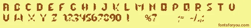lalekHexQ Font – Brown Fonts on Yellow Background