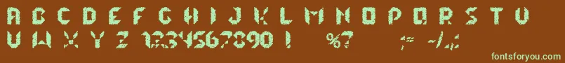 lalekHexQ-fontti – vihreät fontit ruskealla taustalla