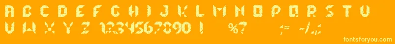 lalekHexQ-Schriftart – Gelbe Schriften auf orangefarbenem Hintergrund