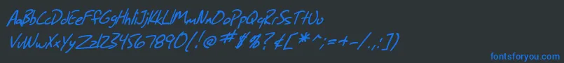 SfGrungeSansItalic Font – Blue Fonts on Black Background