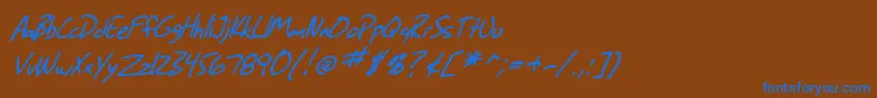 SfGrungeSansItalic Font – Blue Fonts on Brown Background