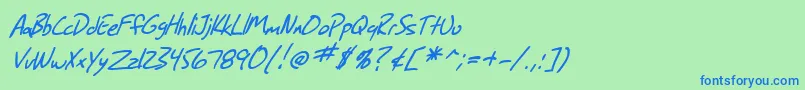 SfGrungeSansItalic Font – Blue Fonts on Green Background