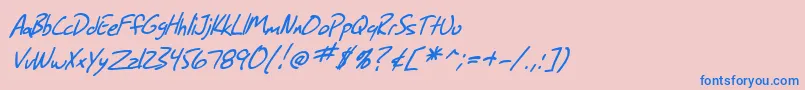 SfGrungeSansItalic-Schriftart – Blaue Schriften auf rosa Hintergrund
