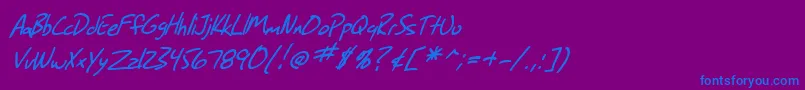 SfGrungeSansItalic Font – Blue Fonts on Purple Background