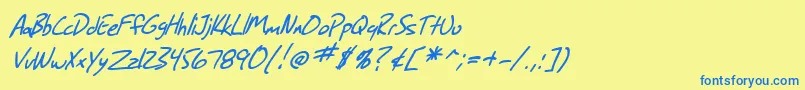 SfGrungeSansItalic Font – Blue Fonts on Yellow Background