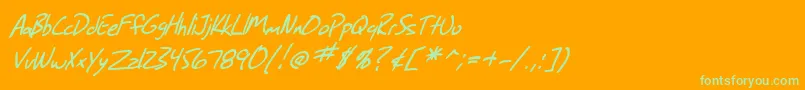 SfGrungeSansItalic Font – Green Fonts on Orange Background