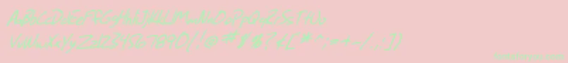 SfGrungeSansItalic Font – Green Fonts on Pink Background