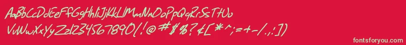 SfGrungeSansItalic Font – Green Fonts on Red Background