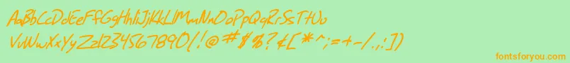 SfGrungeSansItalic Font – Orange Fonts on Green Background