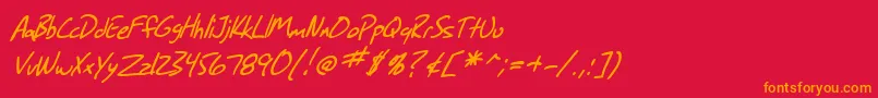 SfGrungeSansItalic Font – Orange Fonts on Red Background