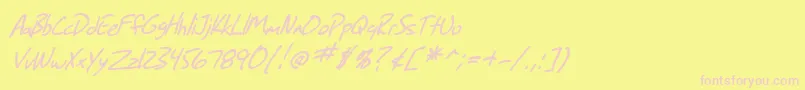 SfGrungeSansItalic Font – Pink Fonts on Yellow Background
