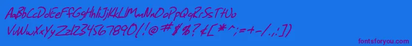 SfGrungeSansItalic Font – Purple Fonts on Blue Background