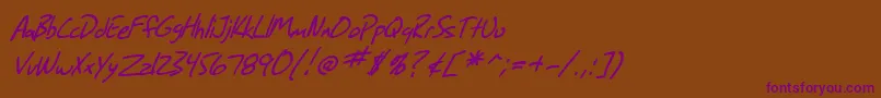 SfGrungeSansItalic Font – Purple Fonts on Brown Background