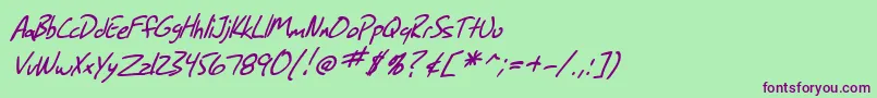 SfGrungeSansItalic Font – Purple Fonts on Green Background