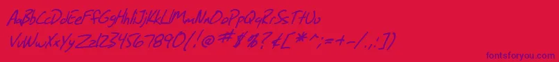 SfGrungeSansItalic Font – Purple Fonts on Red Background