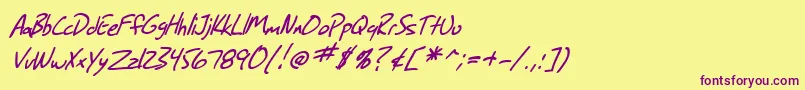 SfGrungeSansItalic Font – Purple Fonts on Yellow Background
