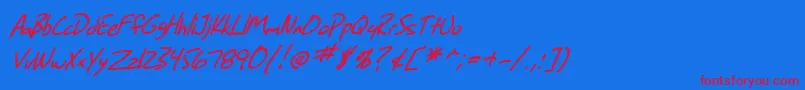 SfGrungeSansItalic Font – Red Fonts on Blue Background