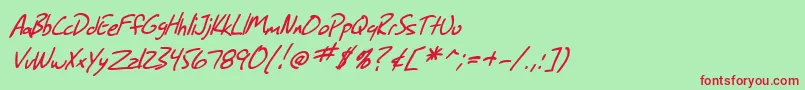 SfGrungeSansItalic Font – Red Fonts on Green Background