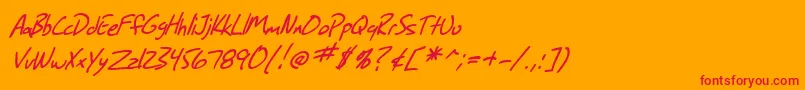 SfGrungeSansItalic Font – Red Fonts on Orange Background