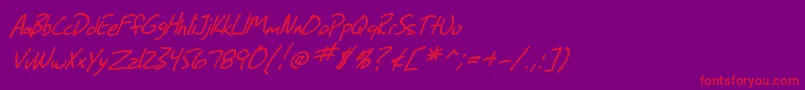 SfGrungeSansItalic Font – Red Fonts on Purple Background