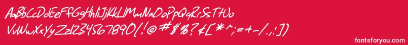 SfGrungeSansItalic-fontti – valkoiset fontit punaisella taustalla