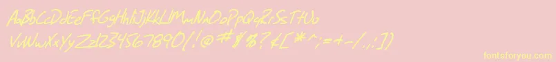 SfGrungeSansItalic Font – Yellow Fonts on Pink Background
