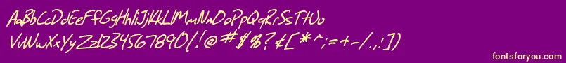 SfGrungeSansItalic Font – Yellow Fonts on Purple Background