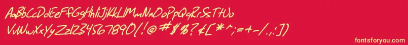 SfGrungeSansItalic Font – Yellow Fonts on Red Background